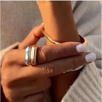 ROUGEMONT Fingerring Damen Ring Edelstahl 18K Gold Hypoallergen Wasserfest Gr.7, Wasserfest