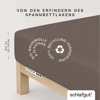 Schlafgut Spannbettlaken PREMIUM Mako-Zwirn-Jersey, 220 g/m², 95% Bio-Baumwolle, 5% Elasthan, Mako-Zwirn-Jersey, Gummizug: rundum, (1 Stück), Bettlaken bis 30 cm Höhe, PREMIUM-Qualität langlebig, perfekter Sitz
