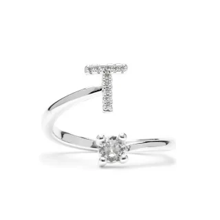 Luxenter Ring mit funkelndem Zirkonia, silberfarben – Alphabet