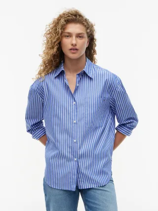 MODERN POPLIN BLUE STR SHIRT LS Verona Blue - Gr. - 34