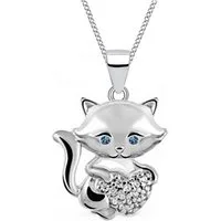Goldene Hufeisen Kette mit Anhänger Herz Katze Kätzchen 45cm Halskette 925 Silber mit Zirkonia (2-tlg, inkl. Etui), Damen, Herren Katzen-Schmuck