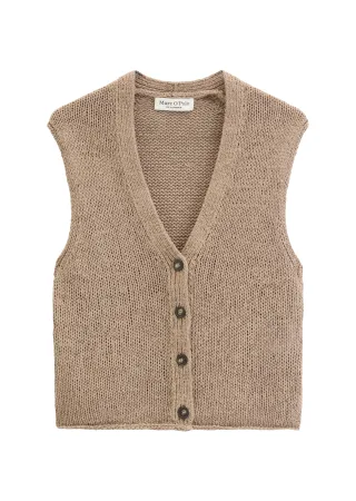 Marc OPolo Casual - Strickweste mit V-Ausschnitt braun - Gr. - M