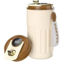 EXTSUD Thermobecher 410ml 316 Edelstahl Kaffeebecher, Digitalanzeige Thermobecher, 316-Edelstahl und Keramik, Travel Coffee Mug, Isolierter auslaufsicher Termokaffeebecher