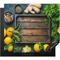 MuchoWow Herd-Abdeckplatte Obstkiste - Zitrone, Vinyl, (1 tlg), Abdeckplatte für Ceranfeld, Herd Inductionsmatte, 57.6x51.6 cm