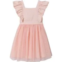 vertbaudet Minikleid Festliches Mädchen Volantkleid, Musselin & Tüll