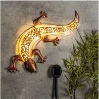 Haushalt International LED Wandleuchte Solar-Wandlicht Gecko Wanddeko Wanddekoration, LED fest integriert, warmweiß, Dämmerungssensor