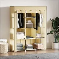 HOMCOM Stoffschrank Faltschrank, Faltbare Garderobe aus Vliesstoff (Kleiderschrank, 1-St., Tücherschrank) Beige, 125 x 43 x 162,5 cm