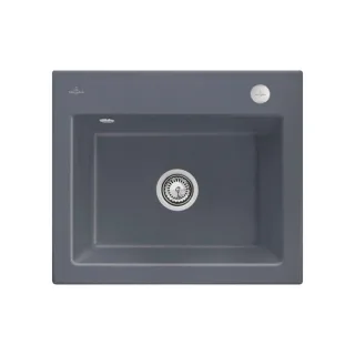 Villeroy und Boch Subway 60 S Einbauspüle 330902i4 mit Ablaufgarnitur, Excenterbetätigung, 600 x 510 mm, graphite CeramicPlus