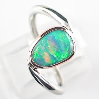 21,6k Gelbgold- und Palladium-Ring mit 1,23 ct Black Crystal Opal – Eleganter Designer-Ring mit GEM Class Black Crystal Opal