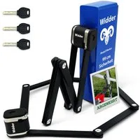Widder Faltschloss Fahrrad [sicherer Titan-Stahl Level 15] Fahrradschloss hohe Sicherheit, 99cm lang • 3 Schlüssel • Halterung • für Fahrrad & E-Bike