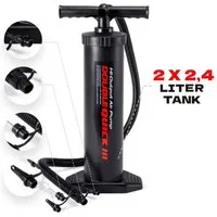 Sport-Knight® Luftpumpe Luftpumpe Power Doppelhub Pumpe, 4 Aufsätze, 2x 2,4l