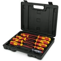 Weber GmbH Schraubendreher VDE Satz 9-teilig, (Set, 9 St), magnetische Klingenspitzen, Spannungsprüfer enthalten