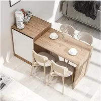 Roomart Küchentisch MILANO Kücheninsel 160 cm, Esstisch + Schrank in 4 Farben (Kücheninsel mit Esstisch, Küchentisch & Küchenschrank), Esstisch + Schrank kombiniert, fest stehend in 4 Farben