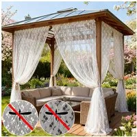Lapalife Gardine Blumenmuster Vorhang, Insektenschutz, Stangentasche, 1 Tafel, 2 Farben (2 St), Durchsichtige Outdoor-Vorhänge, Atmungsaktiv für Veranda und Garten