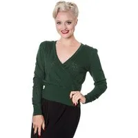 Banned Strickpullover Basic Instinct Grün Vintage Rockabilly Wickeltop