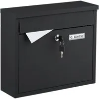 relaxdays Wandbriefkasten Briefkasten kompakt, schwarz
