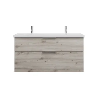 Burgbad Keramik Waschtisch-Set Eqio Eiche Dekor Silber/Alpinweiss, SEYS123F6015C0001 SEYS123F6015C0001