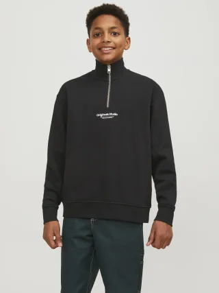 JACK&JONES - JORVESTERBRO SWEAT QUARTER ZIP NOOS JNR black - Gr. - 140