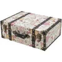 HMF Aufbewahrungsbox Handgefertigter Vintage Koffer aus Holz, Deko Koffer, Geschenkkoffer im Barock Design, 44 x 32 x 16 cm