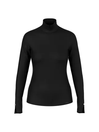 Marc Cain Collections - Baumwoll-Longsleeve mit Stehkragen black new - Gr. - 42