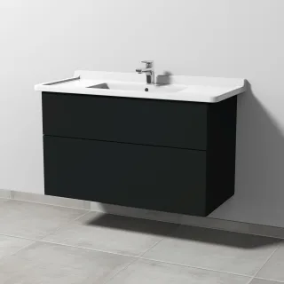 Sanipa 3way Waschtischunterbau zu Duravit Starck 3 Waschtisch mit 2 Auszügen, Vulkan-Matt SP7121V