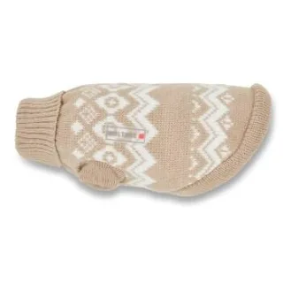 Wolters Strickpullover Norweger Mops & Co. Hundezubehör weiß / taupe 30 cm