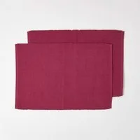 Homescapes Platzset Tischset weinrot im 2er-Set – 30 x 45 cm, 100% Baumwolle