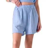 WENOR Shorts Shorts Musselin Sommer-Hose, 100 % Baumwolle, elastischer Bund luftiger Schnitt, mit Komfortbund & Seitentaschen