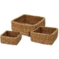 Meinposten Dekokorb 3 Körbe Aufbewahrungskörbe Seegras Korb Dekokorb braun (3er Set, 3 St)