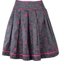 Ramona Lippert Trachtenrock Anne dunkelgrau pink Rosendruck Rocklänge 65 cm Baumwolle
