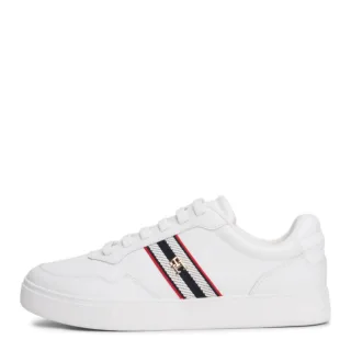 Tommy Hilfiger - Cupsole-Leder-Sneaker mit Streifen-Detail weiß - Gr. - 36