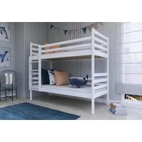 Kids Collective Etagenbett Hochbett 90x200 Etagenbett mit Rausfallschutz und Lattenrost, umbaubar in zwei Kinderbetten, aus Vollholz, in weiss, Funktionsbett