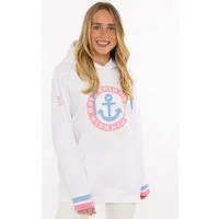 Zwillingsherz Hoodie Langarm, Kapuze, Neon-Details, Kordelzug, Frontprint, Kängurutasche