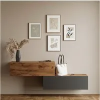 Planetmöbel Garderobenschrank Kompaktgarderobe Wandschrank 200 cm (schmaler Flurschrank mit Stauraum, 2-St., Flurgarderobe mit Soft-Open Funktion) Flurkommode vielseitig kombinierbar, 2x 100 cm