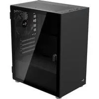 CS-111-G-BK-v1, Tower-Gehäuse schwarz, Tempered Glass