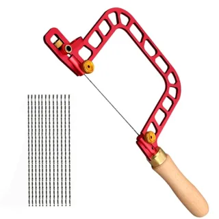 Woodworking Hand Saw Coping Saw Aluminum Alloy Frame Wooden Handle 337mm with Diamond Wire Versatile Cutting for Ceramic