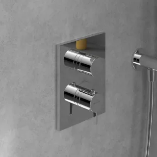 Villeroy und Boch Conum Fertigmontageset TVS12700200061 Unterputz-Thermostat mit Zweiwege-Mengenregulierung, Wandmontage, chrom
