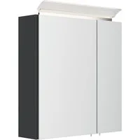 Lomadox Spiegelschrank BATLEY-02 60cm breit, grau LED-Leuchte, Kombibox