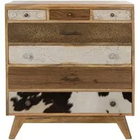 Wohnando Kommode Sideboard "Levi" aus Mangoholz, Western, Wohnzimmer, Kommode, 6 Schubladen, weiß braun, Schlafzimmer, Wohnzimmer, 80x70x30 cm