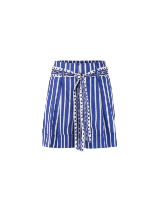 Marc Cain Additions - Gestreifte Shorts WARANGAL mit Gürtel - Gr. - 38