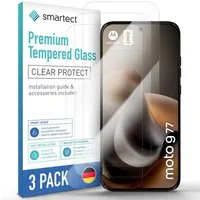smartect Displayschutzglas Schutzglas Panzerfolie Klar für Motorola Moto G77 / G67, Set, 3 Stück, Schutzfolie Glasschutz Bildschirm
