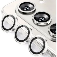 Wigento Handyhülle Für Samsung Galaxy Z Fold7 5G Aluminium Ring + 9H Hart Glas Silber, Kameralinsenschutz mit Metallring, gehärtetes Glas