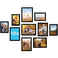 PHOTOLINI Bilderrahmen Sets in verschiedenen Formaten, MDF Holz, Acrylglas & Zubehör, für 10 Bilder (10er Set), Posterrahmen 10er Set No.3 zum Aufhängen oder Aufstellen