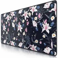 CSL Gaming Mauspad XXL Speed Mousepad 900 x 400 x 3 mm, große Tischunterlage, rutschfest, abwaschbar, Geschwindigkeit & Präzision, Flowers 1