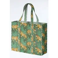 Himalaya Clothing Strandtasche Handtasche Damen groß mit lebendigem Muster und großzügigem Stauraum, Gesteppter Shopper mit integrierter kleiner Innentasche Motiv Leopard