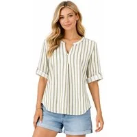 Eight2Nine Hemdbluse Eight2nine Damen Leinen Bluse atmungsaktiv Kurzarmbluse Sommer Urlaub