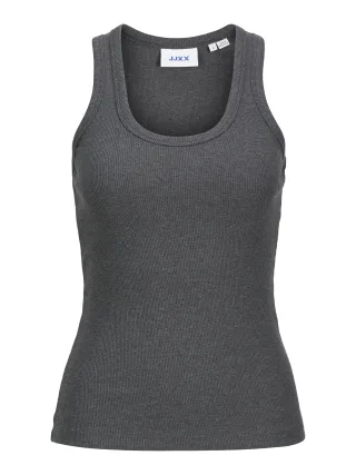 JJXX - JXFRIDA SL U-NECK TOP JRS NOOS Dark Grey Melange - Gr. - M