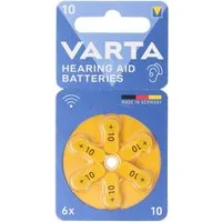VARTA Varta Batterie Zinc Air 10 Hörgeräte Batterien, 1.4V 6 Stück im Blist Batterie, (1,4 V)