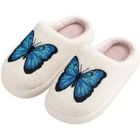 Corimori mit netten Motiven, Gr. 34-44, Antirutsch & bequem Plüsch Hausschuhe (Packung, Geschenk) Schmetterling Pantoffeln für Kinder und Erwachsene, EU Größe 36-37