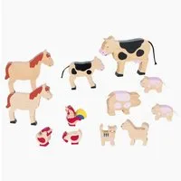 goki Spielwelt Bauernhoftier-Set, (spar packung, 12-tlg., 12 teilig), schön gestalteten Holztieren